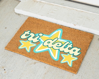 Tri Delta Doormat, Sorority Welcome Mat, Custom Greek Letter Door Mat, Personalized Sorority Gift, Delta Delta Delta Big Little Gift