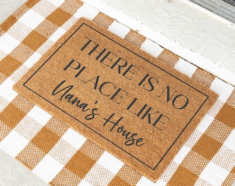 Personalized Rug Gift for Mimi Nana Gift for Grandma Doormat Cozy Entry Decor Cute Welcome Mat There’s No Place Like Mimi’s House