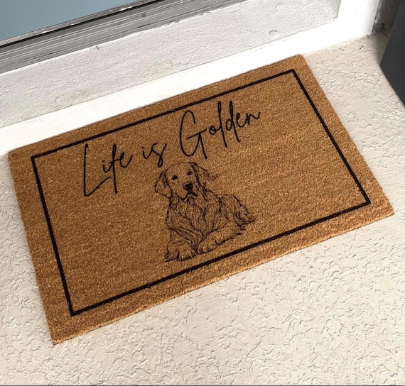 Life is Golden Front Doormat Golden Retriever Home Decor Dog  Doormat Cute Golden Retriever Doormat
