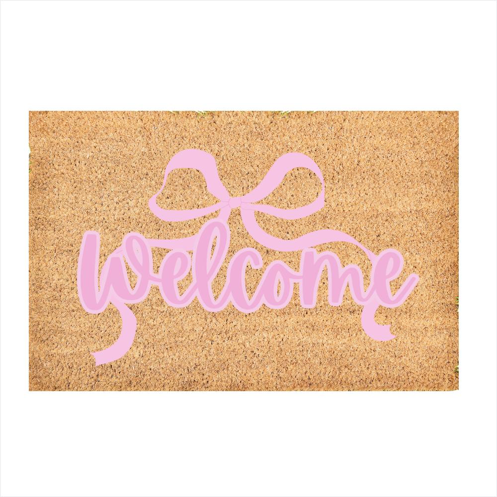 Baby Pink Welcome Doormat Bow Coquette Door Mat Easy Gift For Pink Lovers Pink Trendy