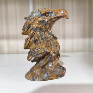 Natural Quartz Crystal Eagle Skull Carving: Metaphysical Home Decor