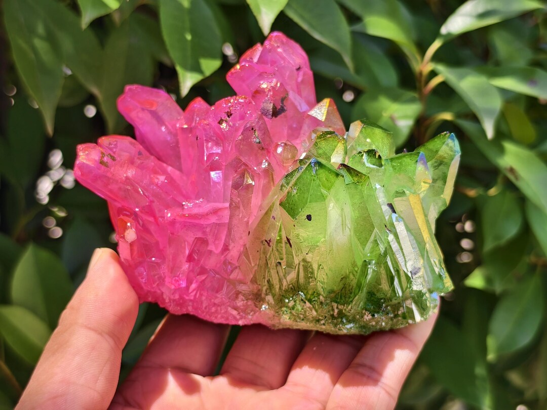 30g Cluster Cristallo Quarzo Arcobaleno Titanio Bismuto &ndash; Minerale Di Guarigione