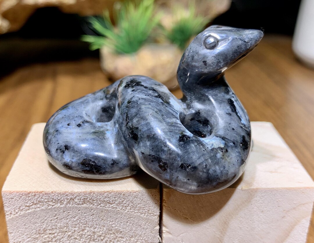 Larvikite Crystal Snake: Handmade Healing Stone Carving - Etsy
