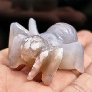 Blumen Achat Spinne Schnitzerei: Crystal Geode Figur, Heilstein