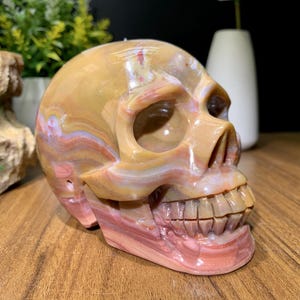 Kois!! Regenbogen Achat Schädel schnitzen, Kristall Geode Schädel Dekor, Kristall Schädel Geschenk, Reiki Quarz Schädel, Metaphysischer Kristallschädel #19