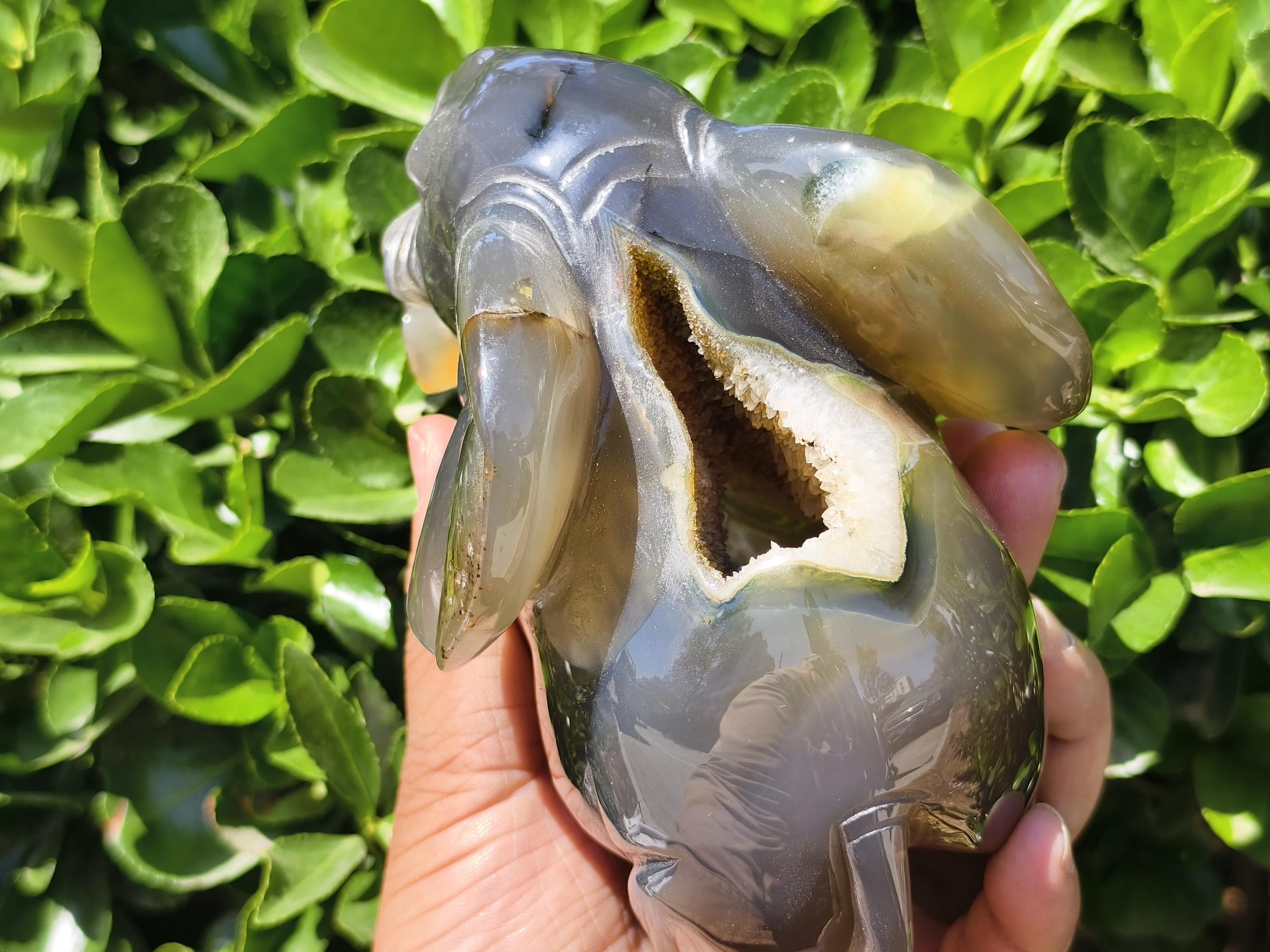 瑪瑙ジオード象の置物：天然水晶彫刻、室内装飾 - Etsy 日本