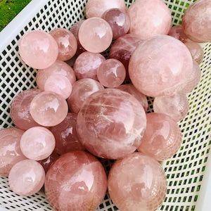 Rose Quartz Sphere: Natural Pink Crystal, Home Decor, Healing Stone