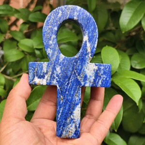 Natural Lapis Lazuli Ankh Sculpture, Crystal Ankh Carvings, Home Decor, Gifts For Friends