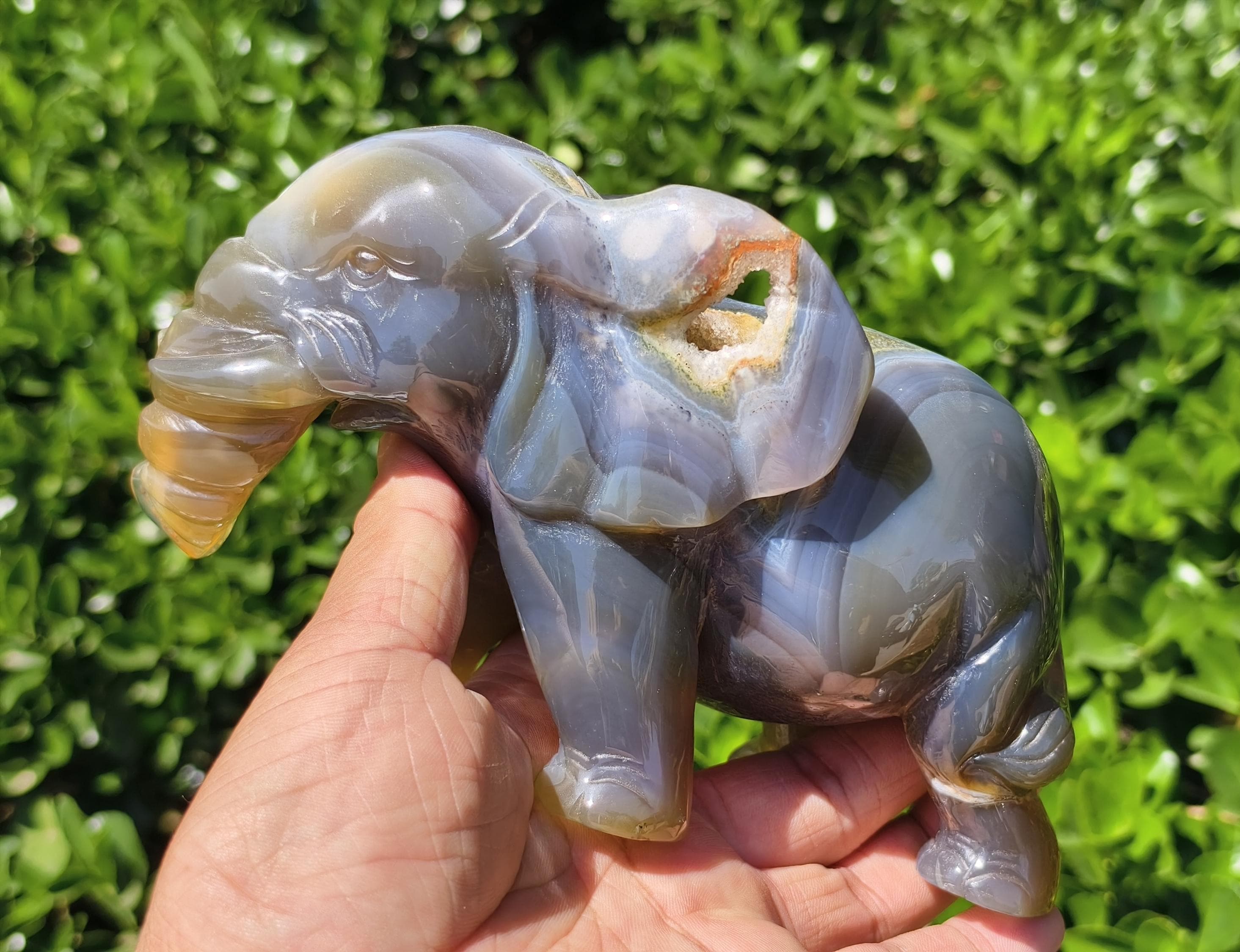 瑪瑙 ジオード 象の置物 天然瑪瑙ジオード象の置物：クリスタル動物装飾 - Etsy 日本