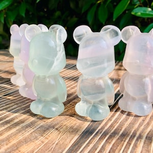 Escultura de oso de fluorita arcoíris de 3,1'', decoración navideña, decoración del hogar, regalos para amigos, oso de cristal, cristal energético, regalo/decoración de cristal