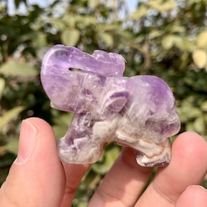 2'' Natural Amethyst Elephant Figurines, Home Decor, Gifts For Friends, Crystal Animal Decor, Quartz Elephant Gift, Chakra Carving Gifts