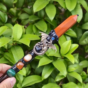 10,2&#39;&#39; handgemaakte rode jaspis toverstaf, amethist toren toverstaf decor, helende kristallen toverstaf cadeau, sprookjes toverstaf, kristallen toverstaf, heks altaar