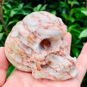3.7&#39;&#39; Red Network Pumpkin Skull Sculpture, Home Decor, Crystal Skull Decor, Holiday Decor, Gifts For Friends, Handmade Skull Gift