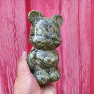 Natuurlijke groene jadebeer sculptuur, beeldje kristallen beer, woondecoratie, cadeaus voor vrienden, helende steen energiekristal, kristalcadeau