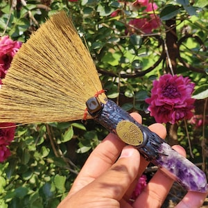 Handmade Amethyst Broom Wand, Home Decor, Metaphysical Crystal Wand, Magic Decor, Fairy Wand, Gifts For Friends, Chakra Crystal Tools