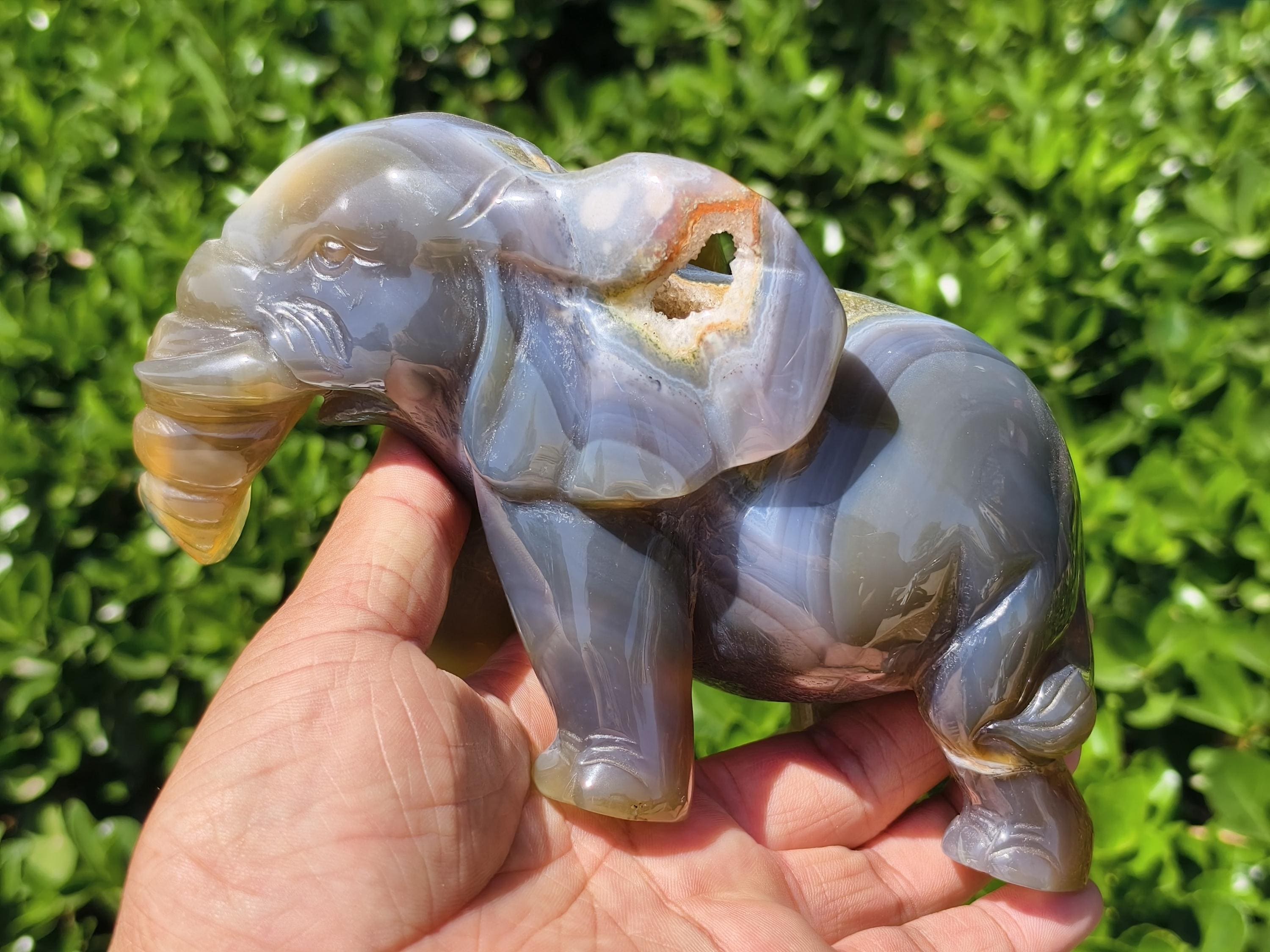 瑪瑙 ジオード 象の置物 天然瑪瑙ジオード象の置物：クリスタル動物装飾 - Etsy 日本