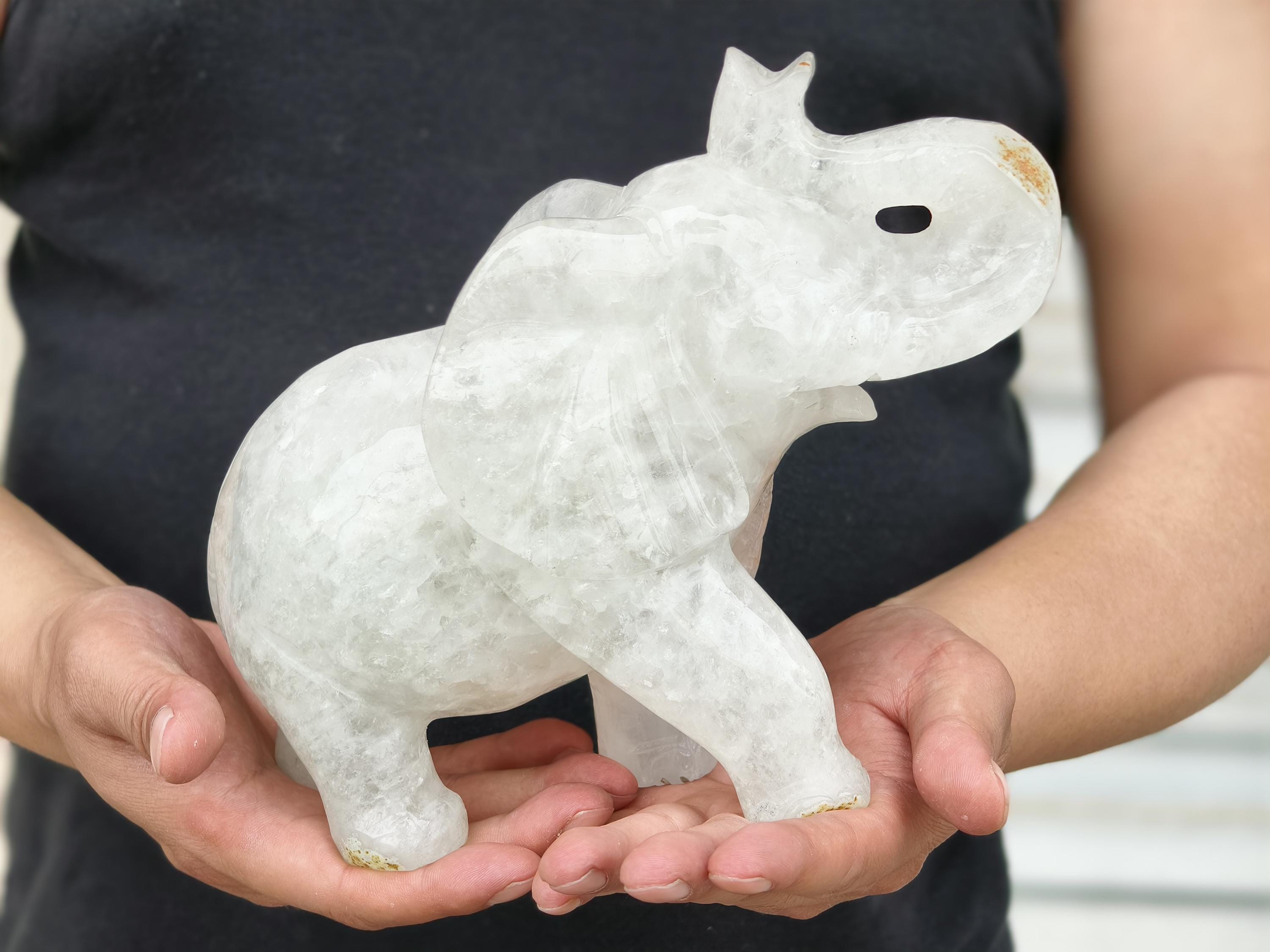 天然瑪瑙ジオード象の置物：クリスタル動物装飾 - Etsy 日本