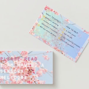 Meltdown Communication Card, Neurodivergent Digital Download, Autistic Adult/ Children - Blossom Theme