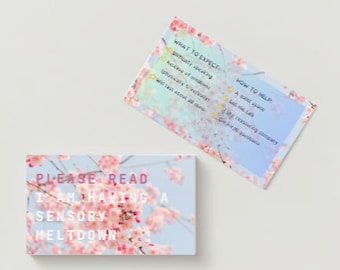 Meltdown Communication Card, Neurodivergent Digital Download, Autistic Adult/ Children - Blossom Theme
