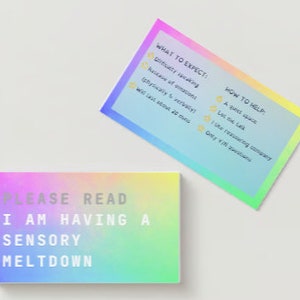 Communicatiekaart kernsmelting, neurodivergente digitale download, autistische volwassene/kinderen - regenboogthema