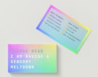 Meltdown Kommunikationskarte, Neurodivergenter digitaler Download, autistische Erwachsene / Kinder - Regenbogenthema