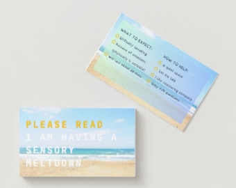 Meltdown Communication Card, Neurodivergent Digital Download, Autistic Adult/ Children - Beach Theme