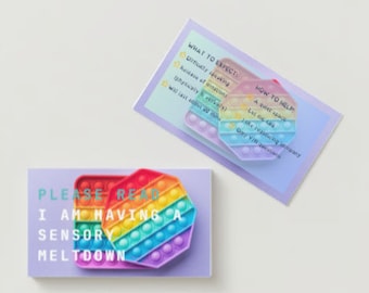 Meltdown Communication Card | Neurodivergent Digital Download | Autistic Adult/ Children - Fidget Theme