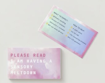 Meltdown Communication Card, Neurodivergent Digital Download, Autistic Adult/ Children - Pink Theme