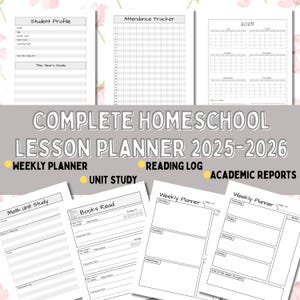 Printable Homeschool Planner: Undated Weekly Lesson Plans, Reading Log (PDF Download)