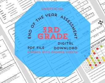 Unofficial End of the Year Summer 3rd grade warm up - Back to School  - Homeschool - 13page PDF with answer sheets