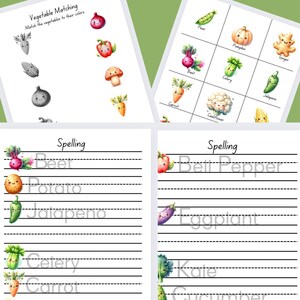 Vegetable Spelling Activity: Cut & Paste Matching Worksheets (PDF Download)
