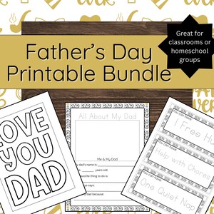 Father’s Day Printable Pack for Kids | All About My Dad, Coupons, Coloring Pages, Gift for Dad | Homeschool Group & Classroom Perfect