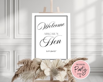 Elegant Hen Party Welcome sign, Luxury Hen Party Welcome sign, Timeless Hen Party Welcome sign, Formal Hen Party Welcome sign, Minimalist