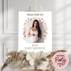 Baby shower Welcome sign, Wildflower Welcome sign, Baby In Bloom Welcome sign, Welcome sign template, Boho Baby Shower Sign template, canva
