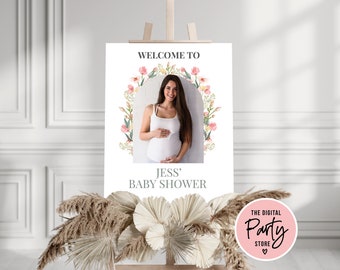Baby shower Welcome sign, Wildflower Welcome sign, Baby In Bloom Welcome sign, Welcome sign template, Boho Baby Shower Sign template, canva