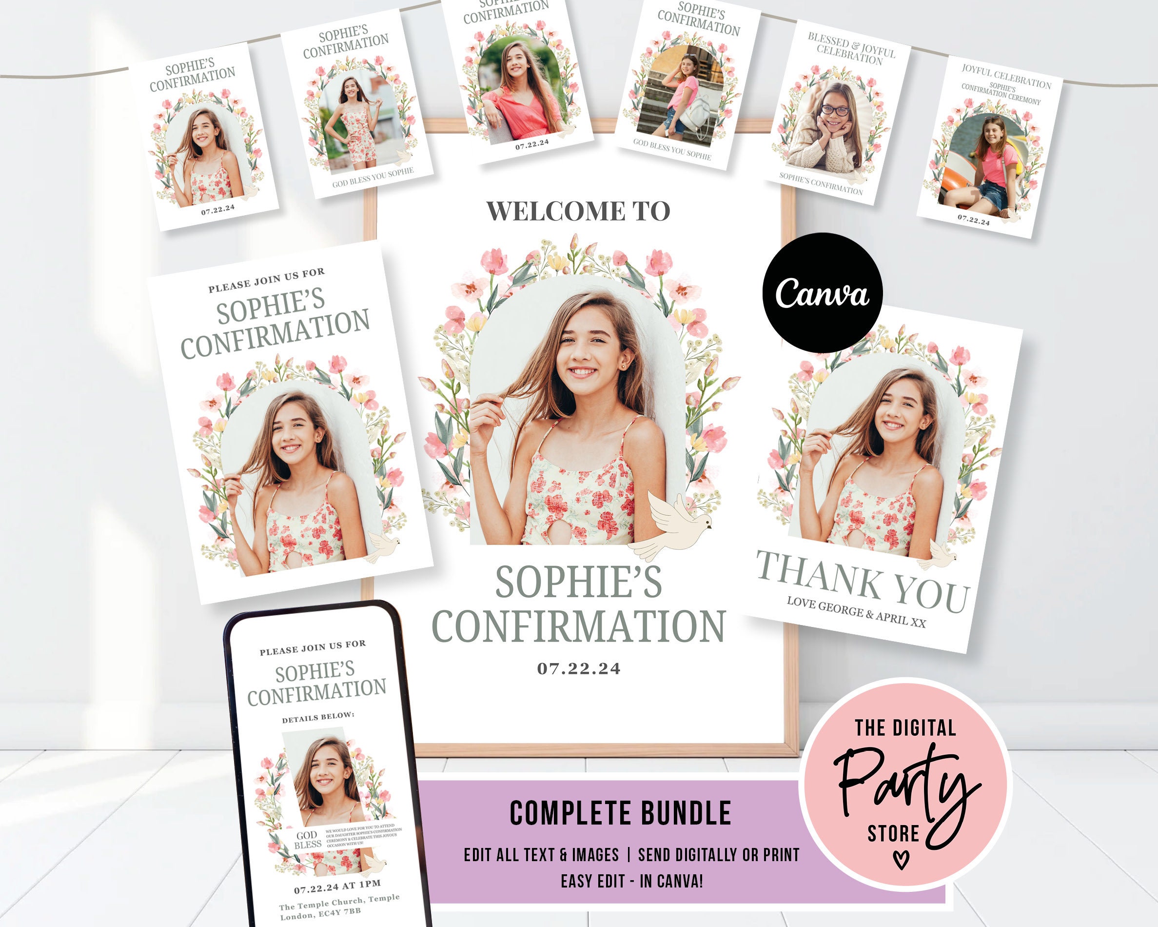 Confirmation Photo Welcome Sign, Confirmation Poster, Editable Canva ...