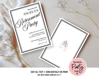Aesthetic Retirement Party Invitation, Luxury Retirement Party Invite, Elegant Retirement Party Invite, Goodbye Party, Easy Canva template