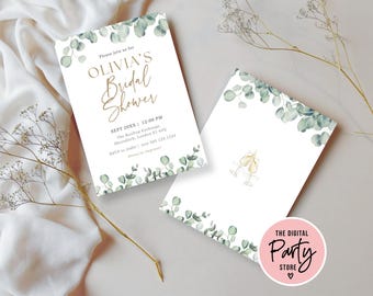 Botanical Bridal Shower Invitation, Eucalyptus Bridal Shower Stationery, Foliage Bridal Shower Invite, Bridal Shower Invite, Template