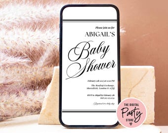 Elegant Baby Shower Digital Invitation Canva Template, Text Evite, Electronic Baby Shower Invitation, Luxury Baby Shower Digital Invite