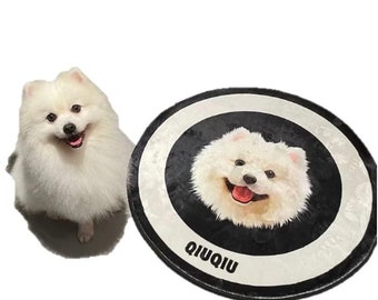 Tapis personnalisé pour animal de compagnie, tapis portrait chien chat, paillasson personnalisé, tapis rond absorbant lavable, tapis d'alimentation doux, cadeaux pour amoureux des chiens et des chats