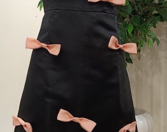 Black bustier couture dress with bows off shoulder unique