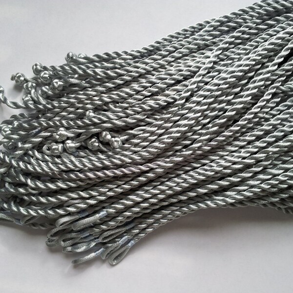 1 Silver 3mm Twisted Silk Cord Necklaces 18 inch