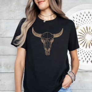 Boho Cow Skull Shirt - Western Graphic Tee - Bull Skull Shirt - Cowgirl Tshirt - Country Shirt - Cowboy Shirt - Country Girl Shirt