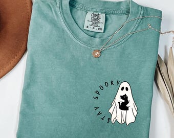 Bleiben Sie gruseliges Shirt, Halloween in der Tasche Größe Ghost Shirt, Geist Tasche T-Shirt, Halloween Shirt, niedlicher Geist Tasche Größe Pullover, Halloween Sweatshirt