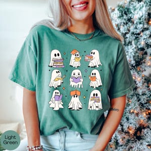 Comfort Colors® Ghost Reading Books Shirt, Bookish Halloween Shirt, Teacher Librarian Halloween Gift, Halloween Book Lover, Halloween School