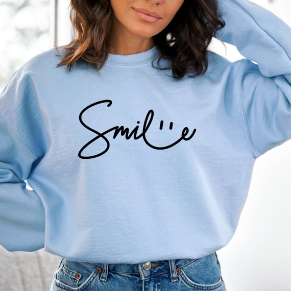 Smile Sweatshirt Cozy Unisex Heavy Blend Crewneck, Perfect for
