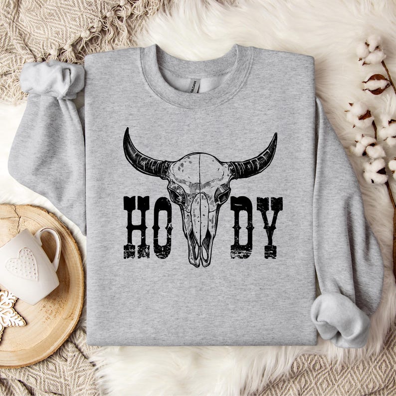 Country Western Howdy Sweatshirt, Western Cowboy Sweater, Ranch Style