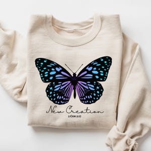 Religious Butterfly Sweatshirt, Butterfly Design Sweatshirt for Nature Lovers, Inspirational Gift, Cozy Apparel, Cozy Fashion, Gift For Her