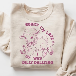 Bluza w stylu vintage, zabawny sweter z motywem owcy, przepraszam za spóźnienie, zwlekałem, idealna na co dzień, słodka bluza, prezenty