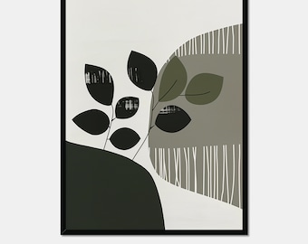 Green Botanical Abstract Print, Abstract Leaf Wall Art, Abstract Art Print, Framed Wall Art